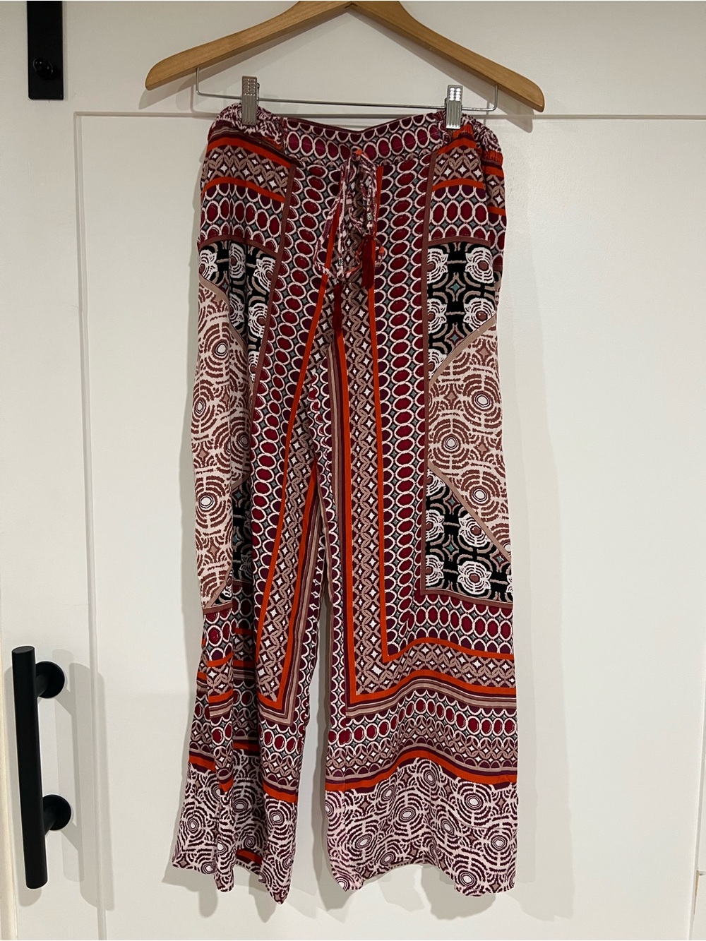 Angie Red Multi Geometric Wide-Leg Pants